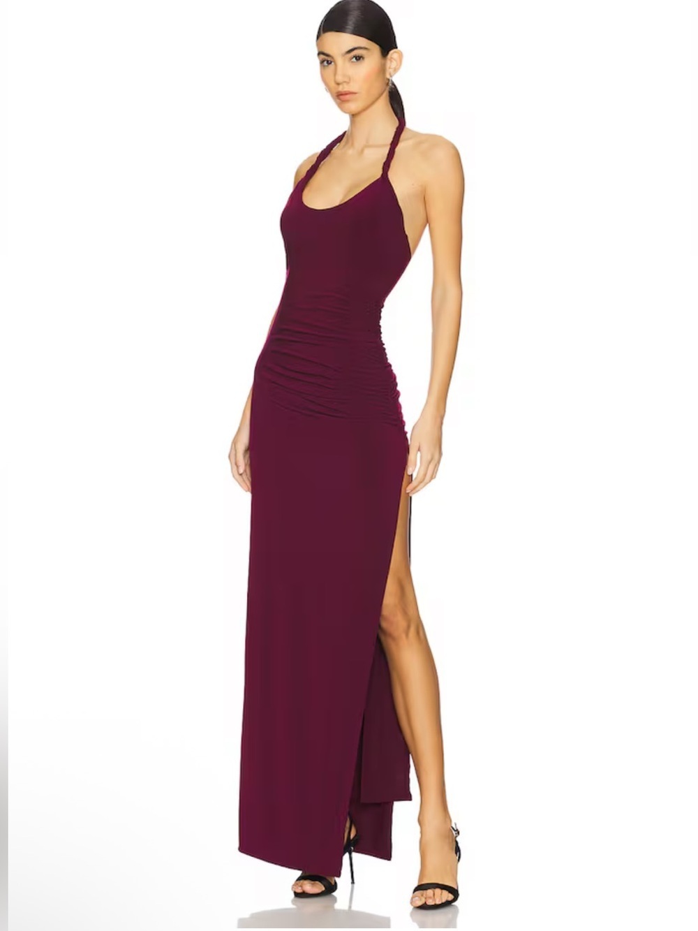 Lovers + Friends Payton Gown Wine Plum Twist-Strap Ruched Maxi Dress Revolve S